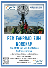 Filmplakat Reisevortrag - Per Fahrrad zum Nordkap
