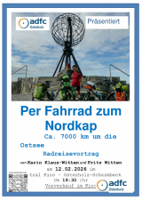 Filmplakat Reisevortrag - Per Fahrrad zum Nordkap